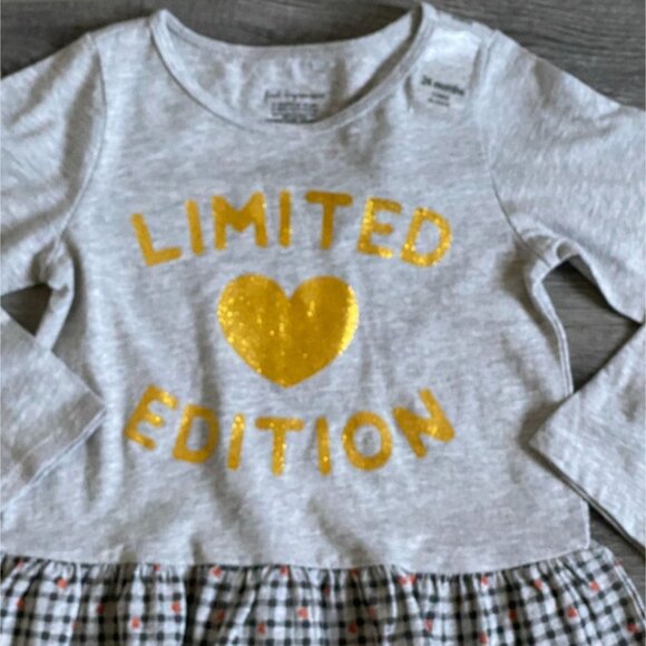 NWT First Impressions Girls Long Sleeve Ruffle 'Heart" Shirt-Gray-Size 24 Months - Picture 2 of 5